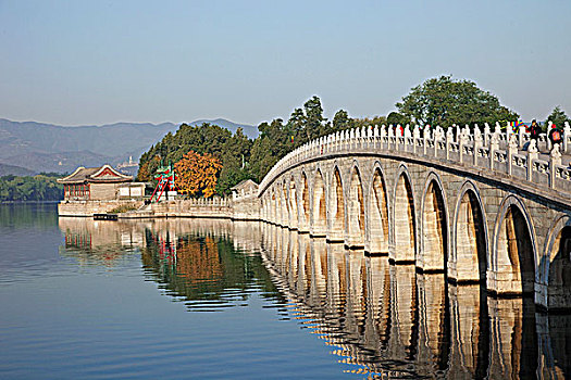 拱桥,湖,桥,昆明湖,颐和园,北京,中国