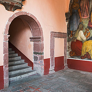 壁画,涂绘,墙壁,旁侧,拱形,圣米格尔,瓜纳华托,墨西哥