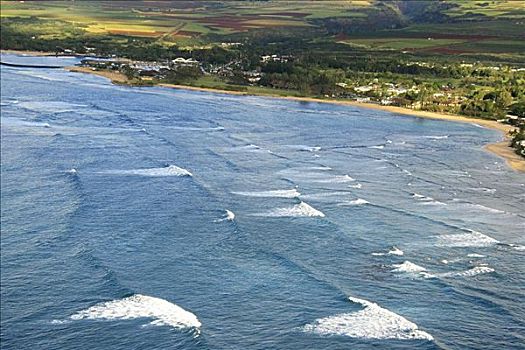 夏威夷,瓦胡岛,北岸,航拍,海浪