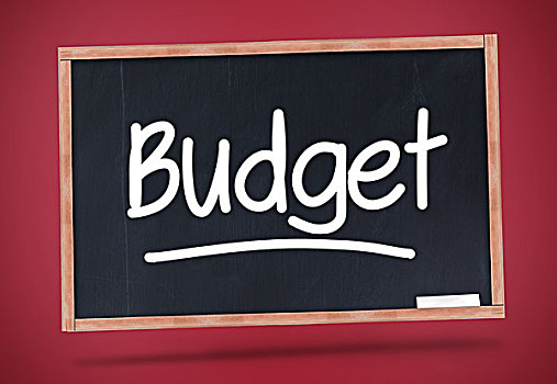 预算,书写,黑板,红色背景