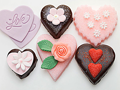 糖,心形,巧克力蛋糕,情人节