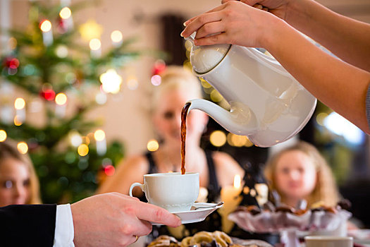 咖啡壶,饼干,圣诞节,茶几