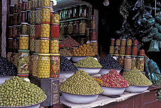 摩洛哥,玛拉喀什,露天市场,橄榄,出售