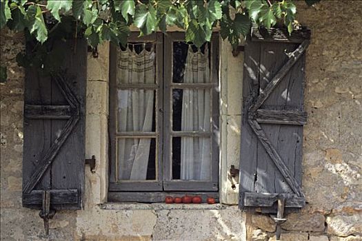 法国,老,房子,窗户