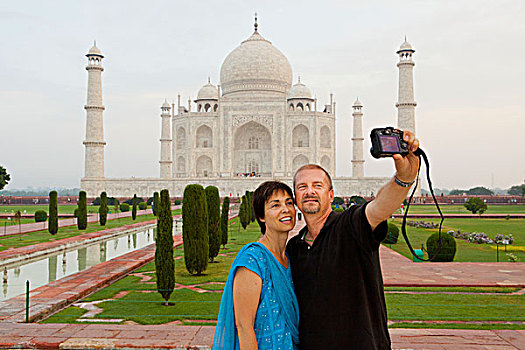 伴侣,照相,泰姬陵,背景,北方邦,印度