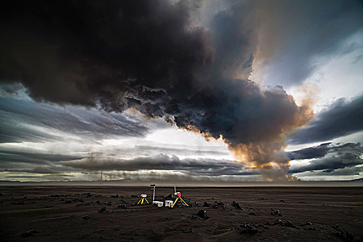 科学,有毒,气,裂缝,喷发,冰岛,八月,北方,岩浆,火山