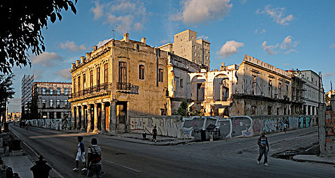 加勒比,古巴,哈瓦那,哈瓦那旧城,荒废,建筑
