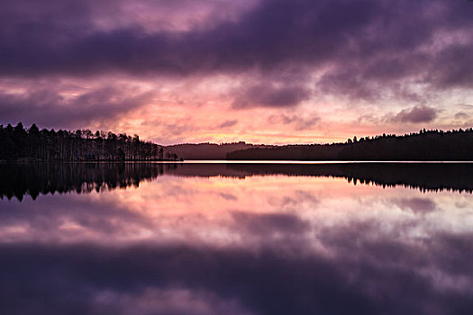 紫色天空,上方,湖