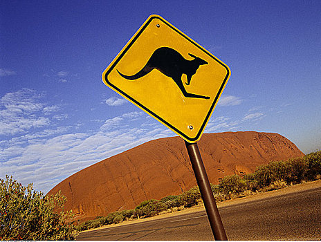 艾尔斯巨石,袋鼠,标识,澳大利亚