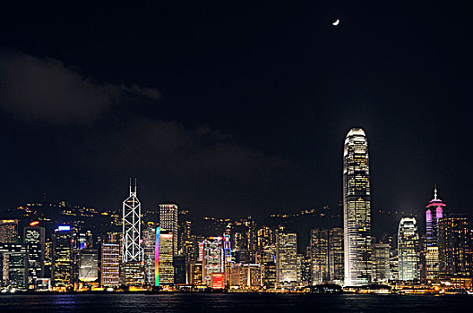 香港,天际线,岛屿,雷射,展示,中国,亚洲