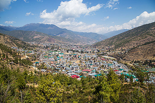 不丹的首都廷布全景