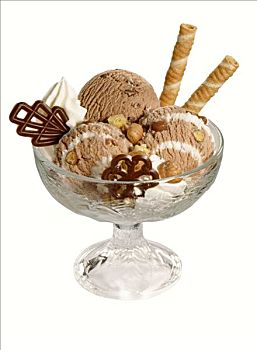 圣代冰淇淋,巧克力,果仁冰淇淋