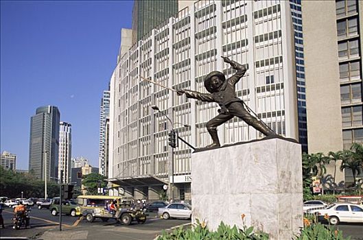 菲律宾,马尼拉,马卡蒂,商务,街景,雕塑