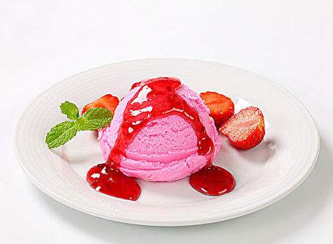 冰淇淋,草莓酱