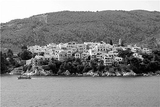 斯基亚索斯岛,希腊,黑白,风景