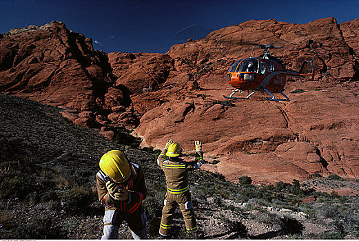 直升飞机,紧急,工人,救助,红岩峡谷,内华达,美国