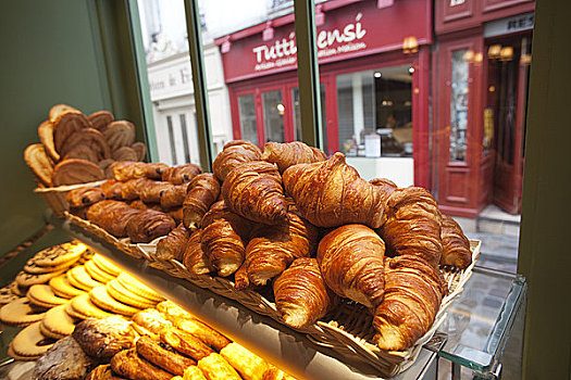 法国,巴黎,牛角面包,糕点,展示,法式蛋糕,店