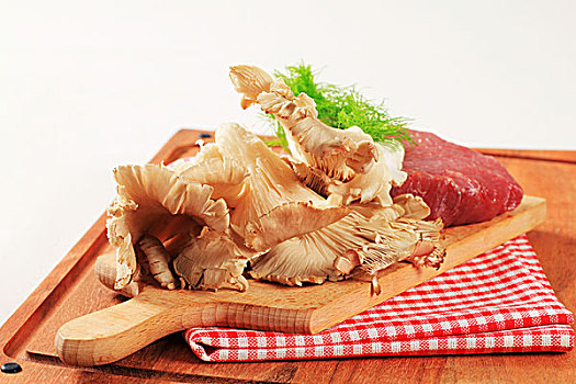 生食,鲜肉,蚝蘑