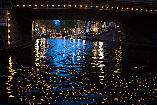 荷兰,阿姆斯特丹,运河,夜晚
