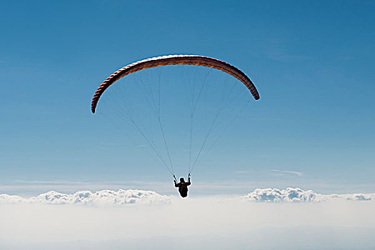 滑翔伞,高处,云,航空,滑伞运动,蓝天,威尼托,意大利