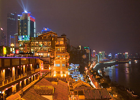 重庆洪崖洞商业区夜景