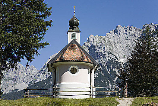 小教堂,湖,靠近,米滕瓦尔德,巴伐利亚,德国