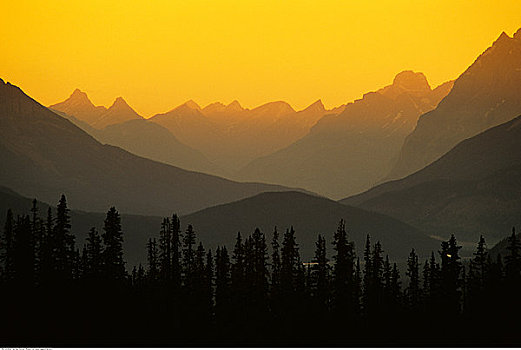 碧玉国家公园,日落,艾伯塔省,加拿大