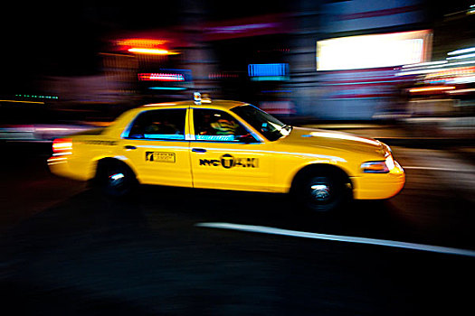 纽约,出租车,夜晚,曼哈顿,美国