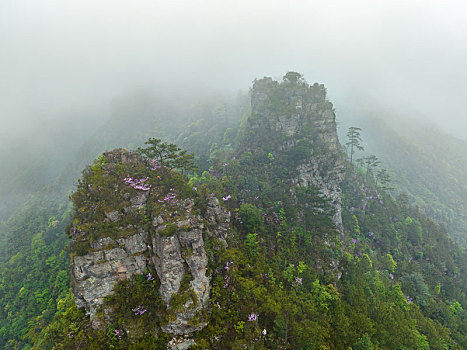 广西金秀圣堂山南山丹霞险峰雾海景观