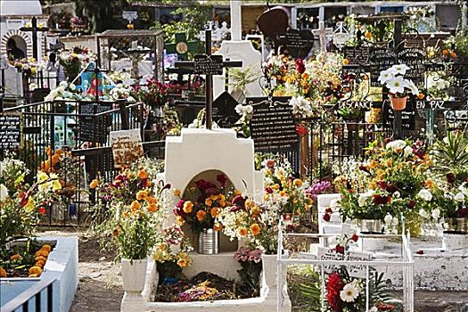 墓地,装饰,亡灵节,圣米格尔,墨西哥