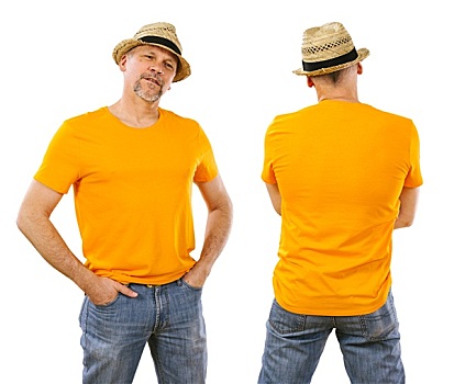 男人,40岁,戴着,留白,橙色,衬衫