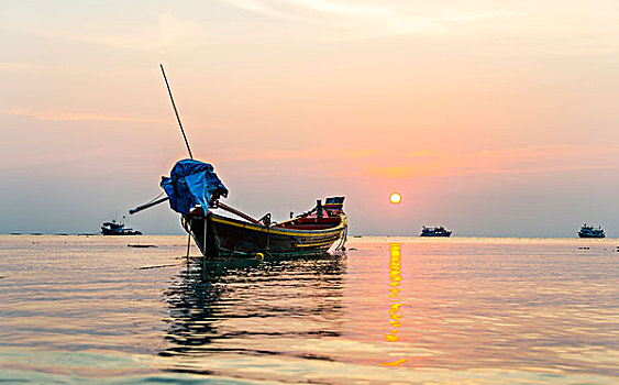 船,南海,日落,海湾,泰国,龟岛,岛屿,亚洲