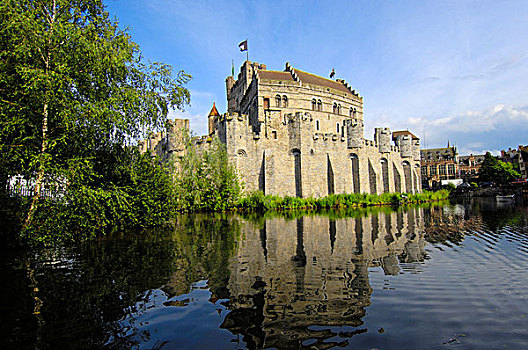 城堡,根特,佛兰德斯,比利时,欧洲
