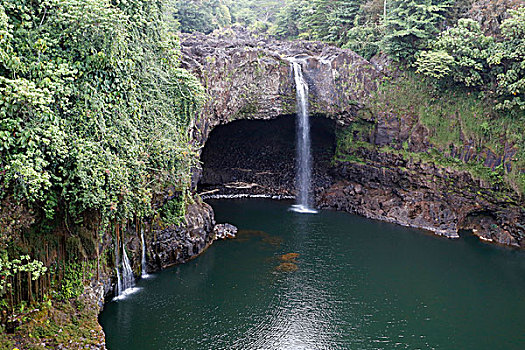 彩虹瀑布,瀑布,靠近,夏威夷大岛,夏威夷,美国