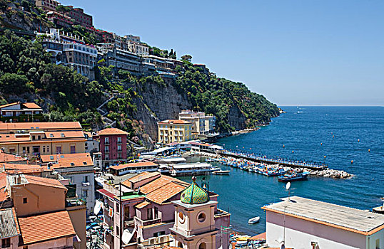 风景,码头,索伦托,半岛,那不勒斯湾,坎帕尼亚区,意大利,地中海,欧洲