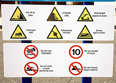 警告标识,海岸,德文郡,英格兰