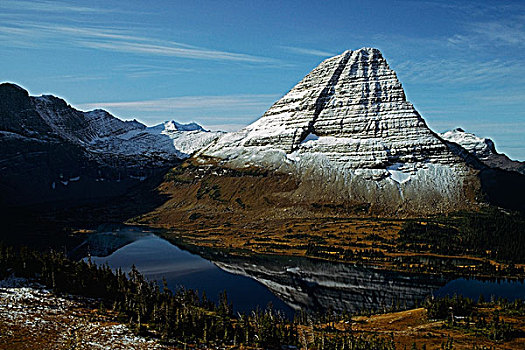 湖,反射,山,冰川国家公园,蒙大拿,美国