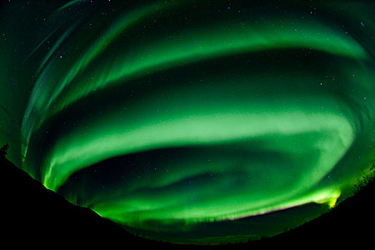 螺旋,绿色,北方,极光,北极光,靠近,育空地区,加拿大