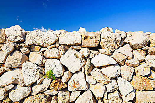 石墙,蓝天,省,阿普利亚区,意大利