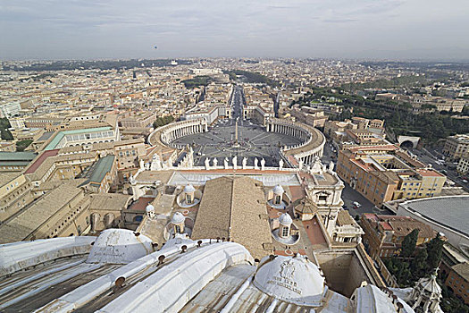 意大利,罗马,风景,上方,城市,地点,梵蒂冈,永恒,圣彼得广场,柱廊,拱廊,建筑,建筑师,风格,文化,景象,地标建筑