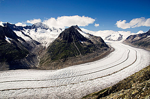 全景,积雪,山峦,冰河,攀升,瑞士