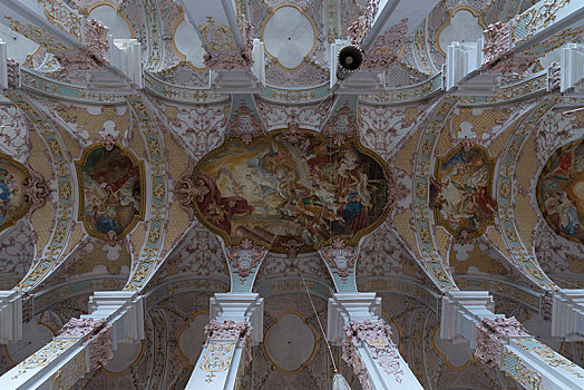 拱顶天花板,壁画,兄弟,巴洛克风格,教堂,慕尼黑,巴伐利亚,上巴伐利亚,德国,欧洲