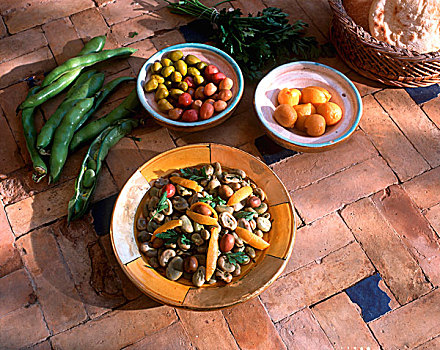 摩洛哥,蚕豆,沙拉,橄榄