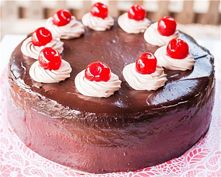 美味,巧克力蛋糕,红色,樱桃,上面
