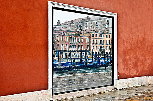 反射,大运河,窗,威尼斯,意大利,欧洲