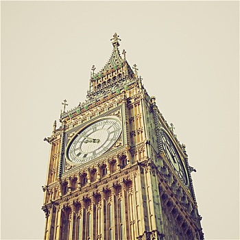 旧式,看,大本钟,伦敦