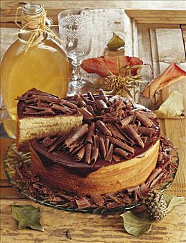 树蛋糕,糕饼,巧克力刨花