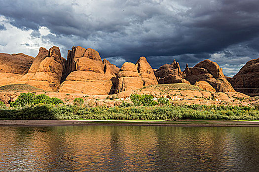 砂岩,石头,反射,科罗拉多河,峡谷地国家公园,犹他,美国