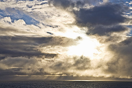 日落,上方,海洋,乔治王岛,南设得兰群岛,南极