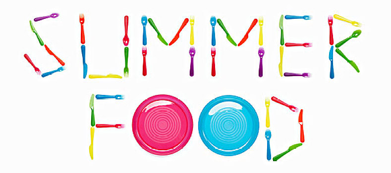 夏季食品,书写,塑料制品,餐具,盘子